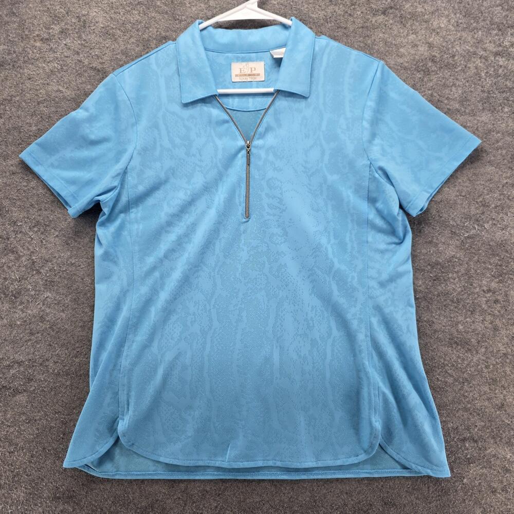 EP Pro Tour Tech Polo Shirt Womens Medium Blue Zip Golf Performance Top